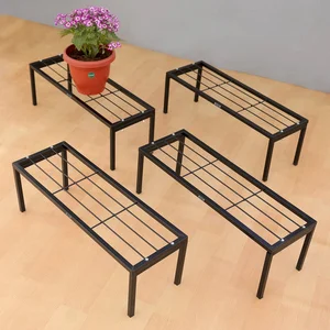 Urban Plant Apollo Metal Plant Stand for Garden (Black - Set of 4)